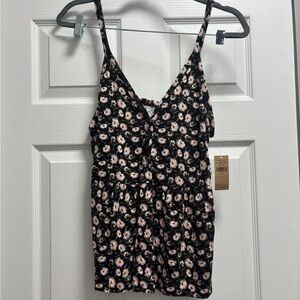 American Eagle Outfitters Black and Pink Floral Tank
